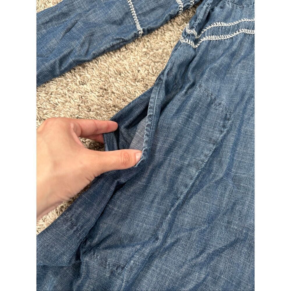 J. Jill Pure Jill Indigo Whipstitched Embroidered Dress Blue tencel lyocell M - Picture 9 of 11